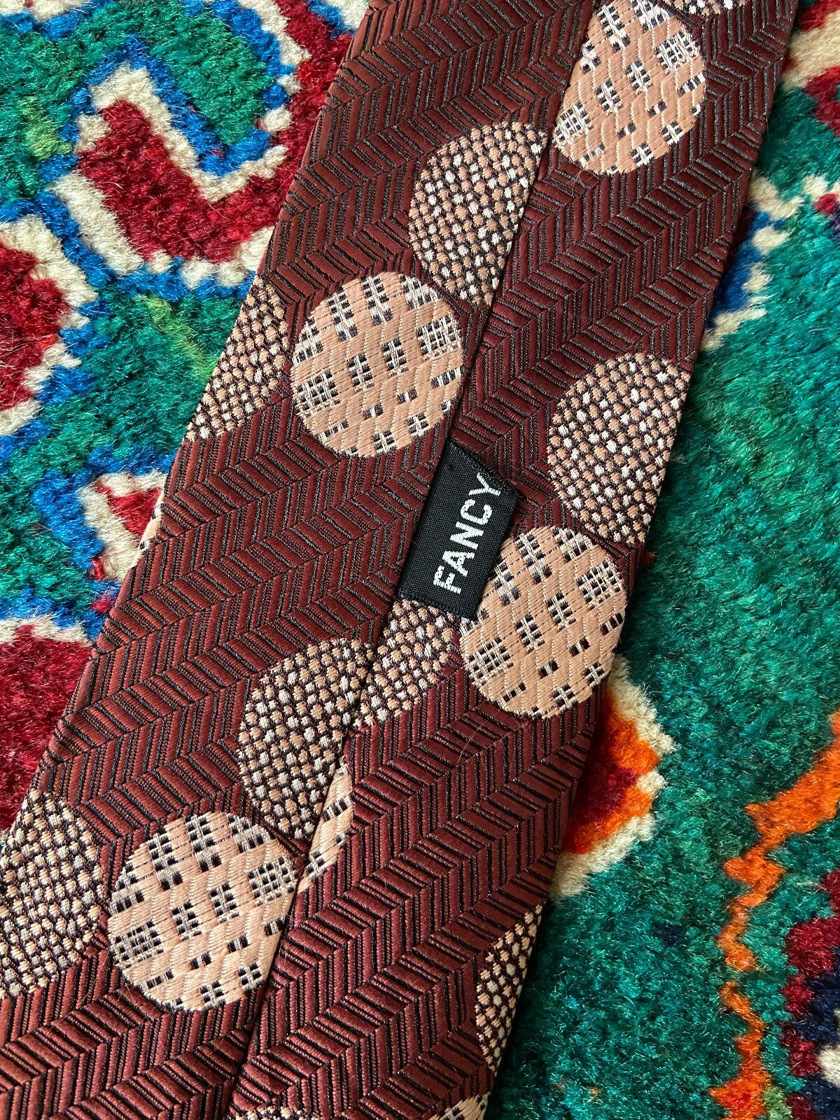 Vintage Burgundy Japanese Patterned Tie