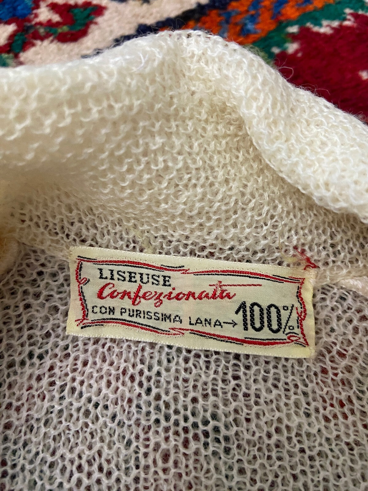 Vintage 1970s Cream Wool Knitted Bed Jacket