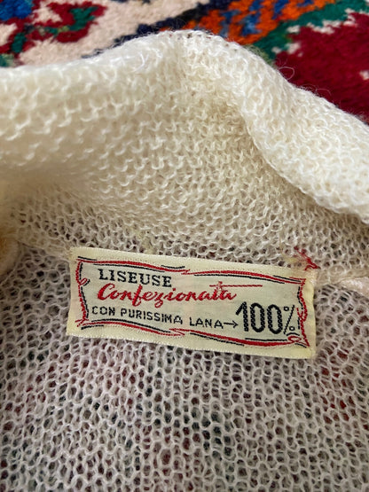 Vintage 1970s Cream Wool Knitted Bed Jacket