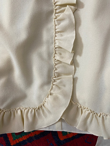 Vintage 1970s Beige Ruffle Long Prairie Dress