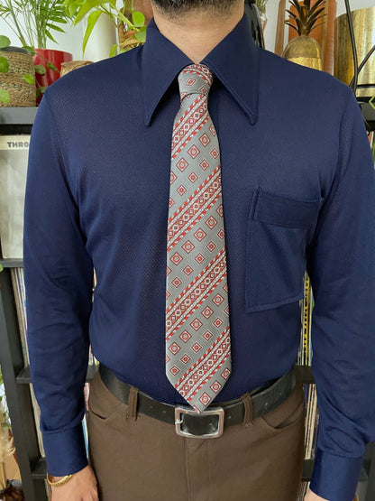 Vintage 1970s St Michael Silver & Red Tie