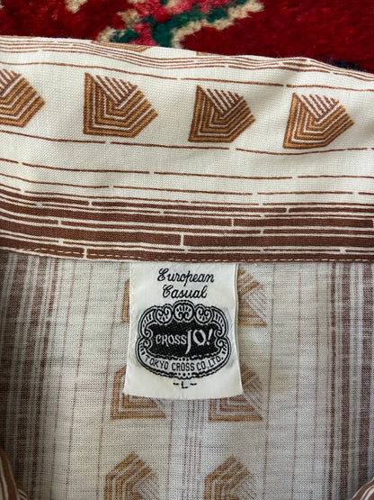 Vintage 1970s Japanese Geometric Print Jersey Top