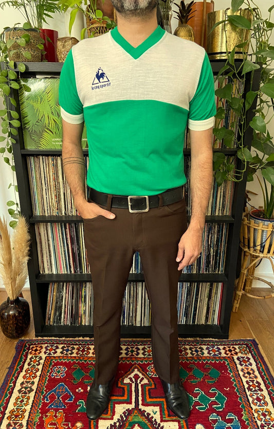 Vintage 1970s Green Le Coq Sportif Football T-Shirt