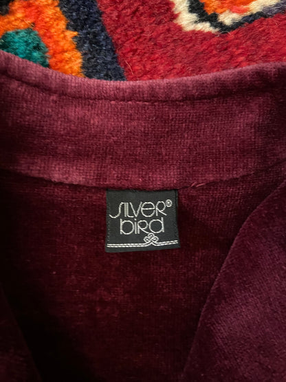 Vintage 1970s Burgundy Velour Zip Up Top