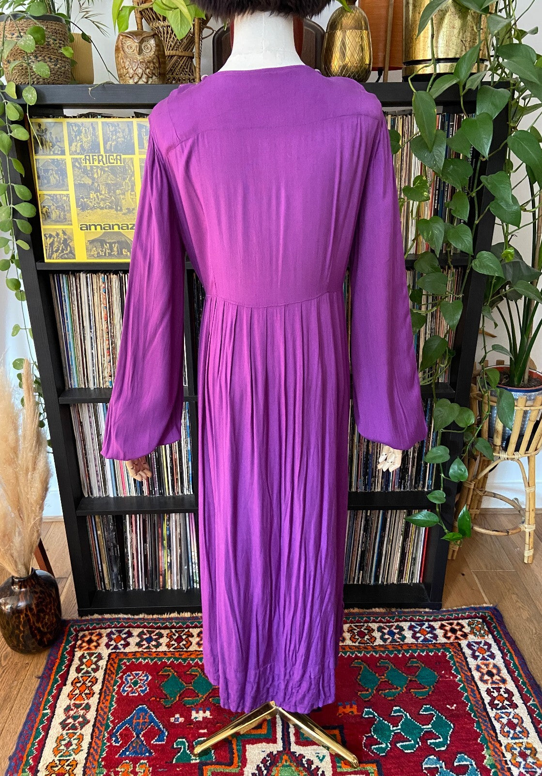 Vintage 1970s Purple Afghan Maxi Dress
