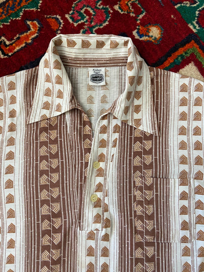 Vintage 1970s Japanese Geometric Print Jersey Top