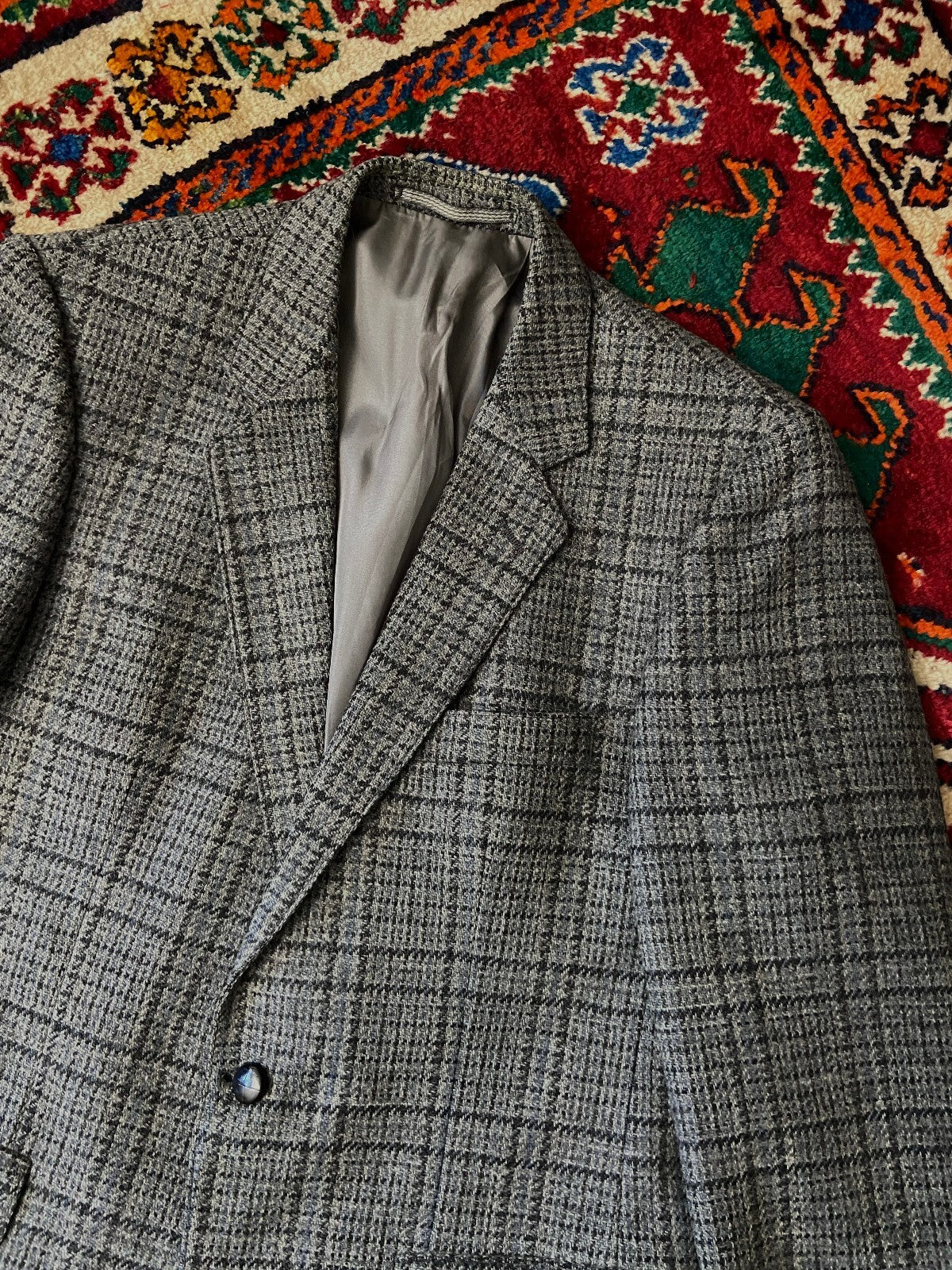 Vintage 1970s Grey Tweed Blazer Jacket