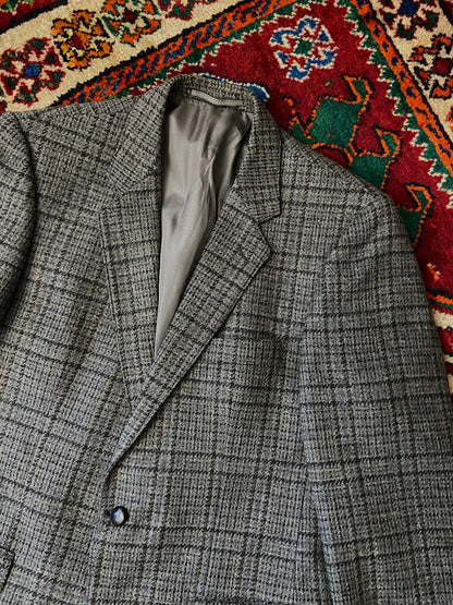 Vintage 1970s Grey Tweed Blazer Jacket