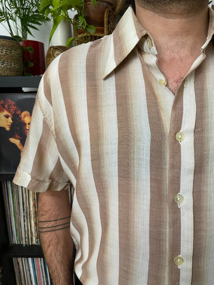 Vintage 1970s Striped Dagger Collar Shirt