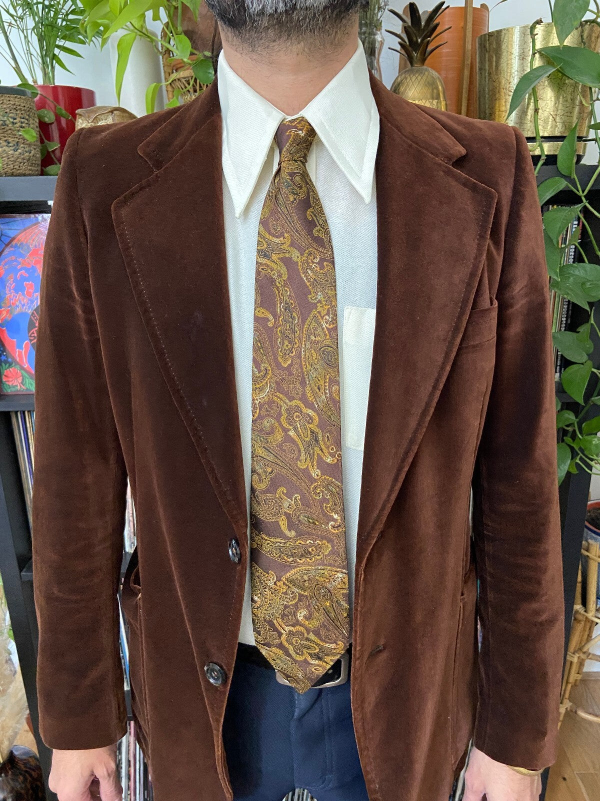 Vintage 1980s Japanese Brown Paisley Silk Tie