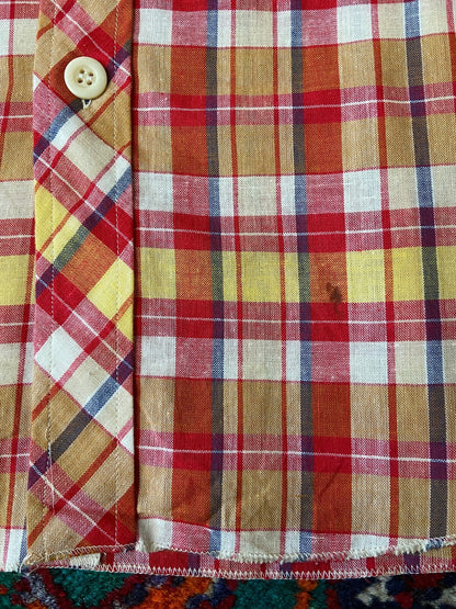 Vintage 1970s Deadstock Red & Yellow Dagger Collar Shirt