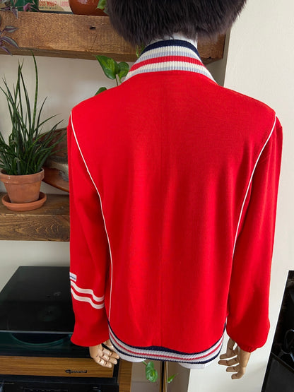Vintage 1970s Red La Font Track Top
