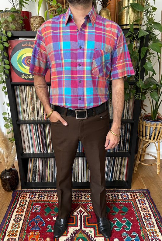 Vintage 1980s Magenta Checked Shirt