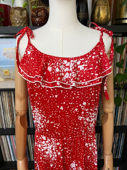 Vintage 1970s Red & White Maxi Sundress