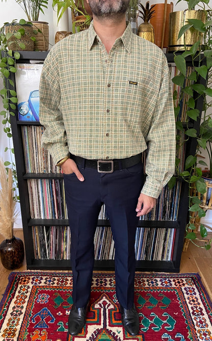 Vintage 90s Green Linen Wrangler Shirt