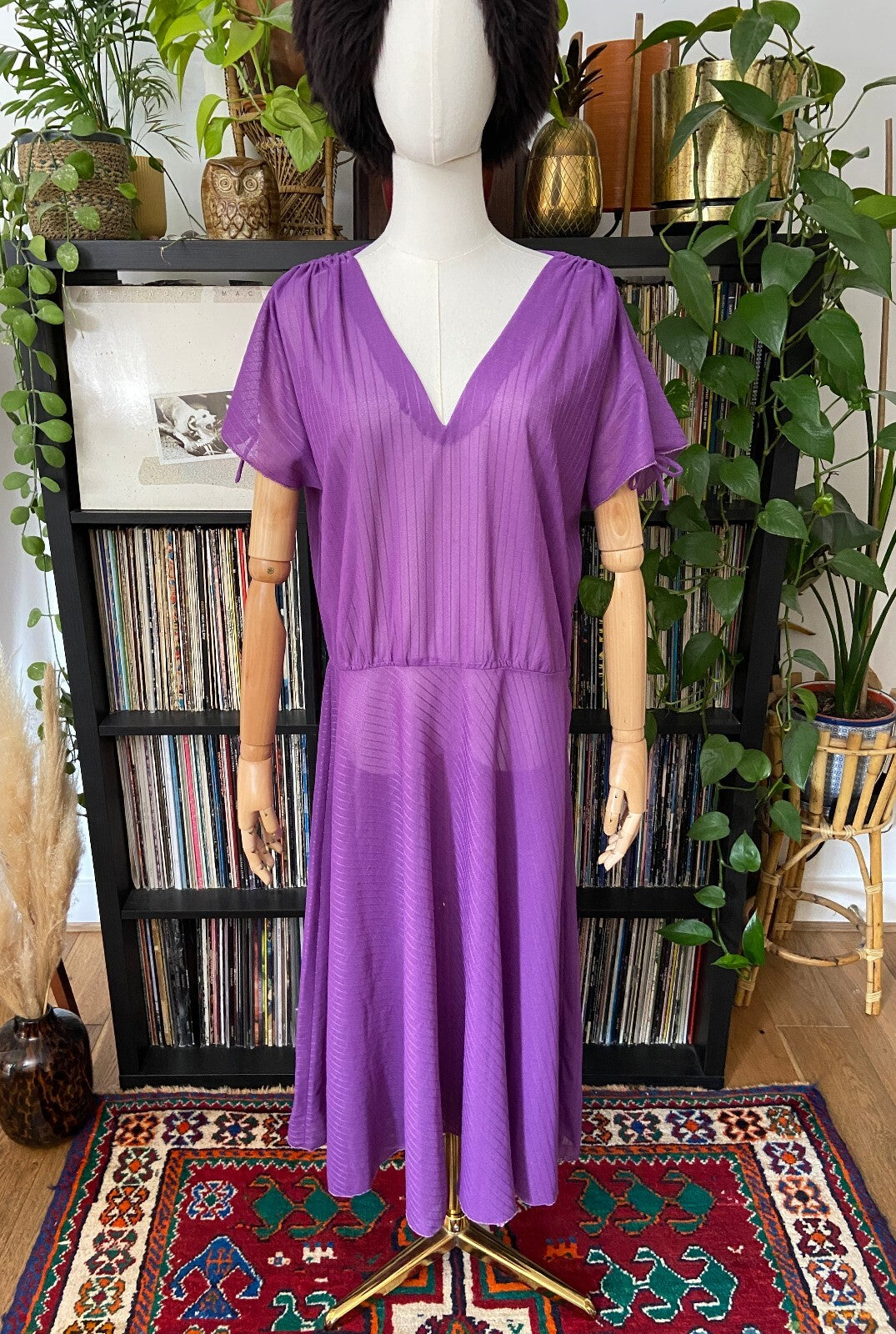 Vintage 1970s Homemade Purple Grecian Midi Dress