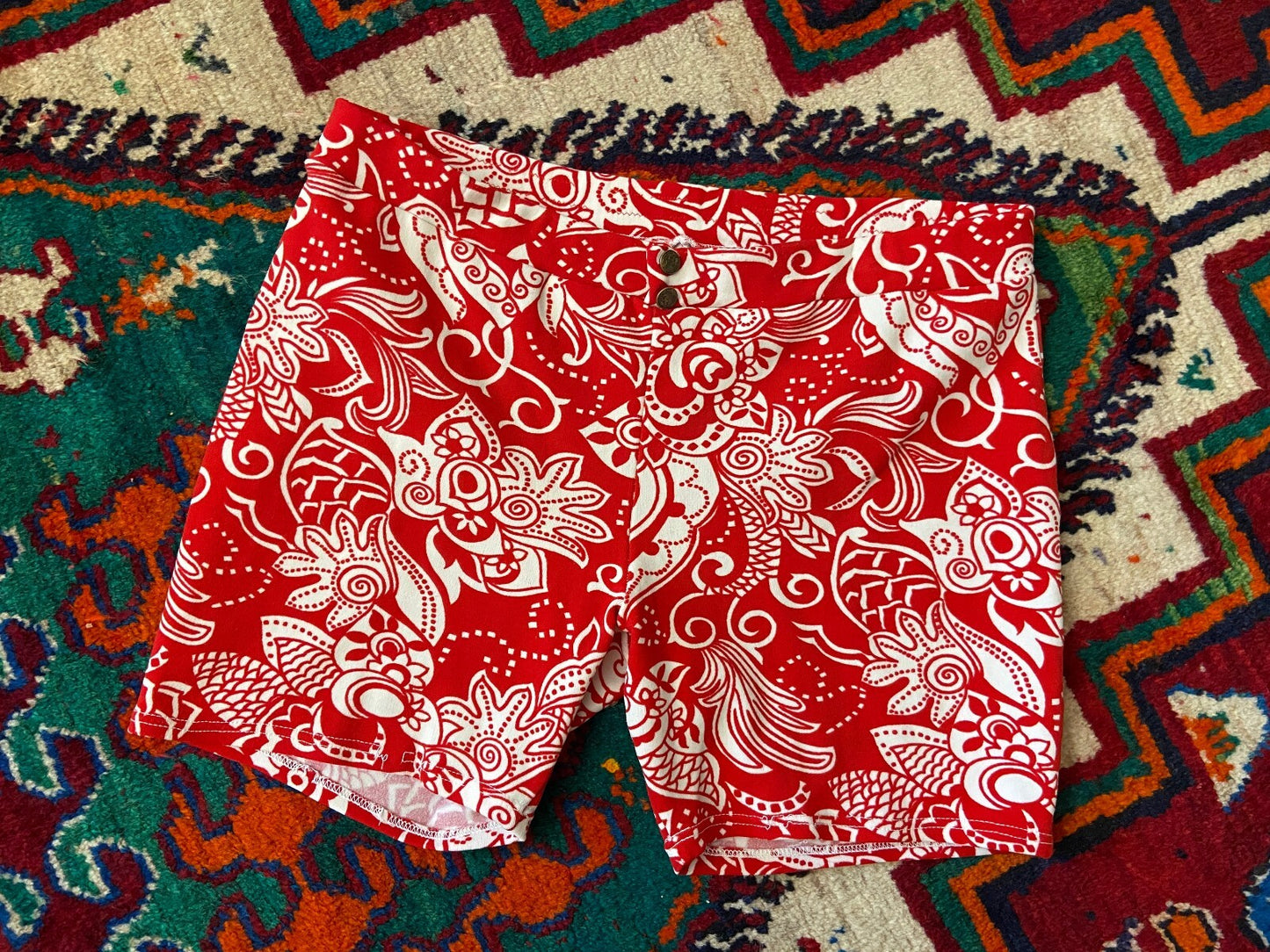 Vintage 1970s Red & White Swim Shorts