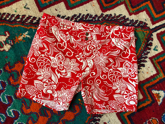 Vintage 1970s Red & White Swim Shorts