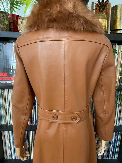 Vintage 1970s Tan Leather Penny Lane Coat