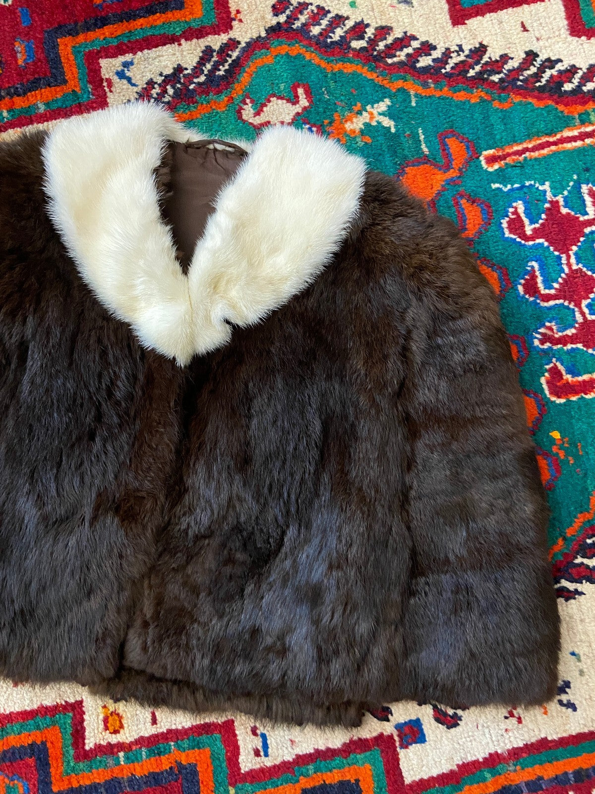 Vintage 1950s Brown & Cream Fur Cape