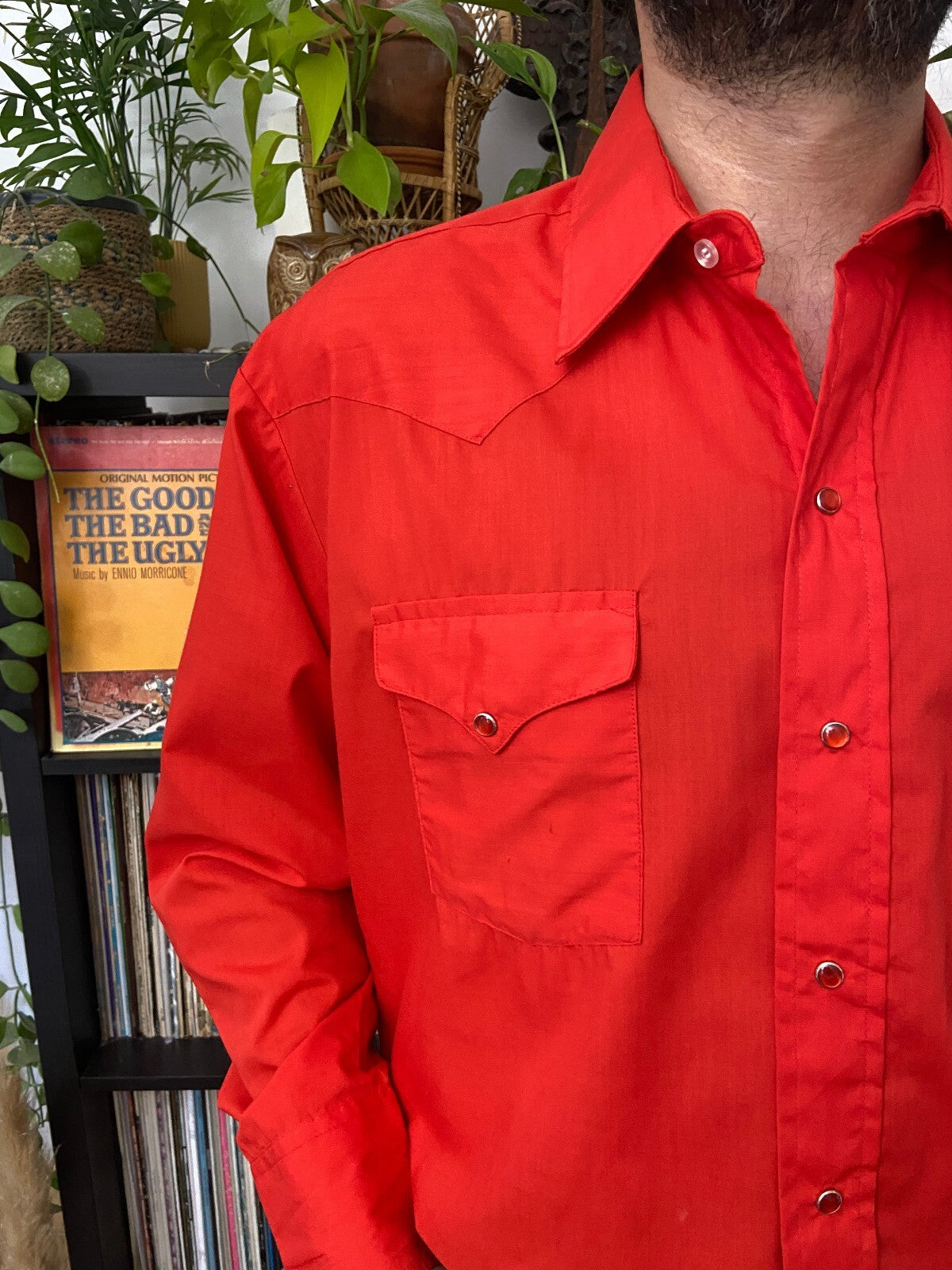 Vintage 1970s Red Panhandle Slim Western Shirt
