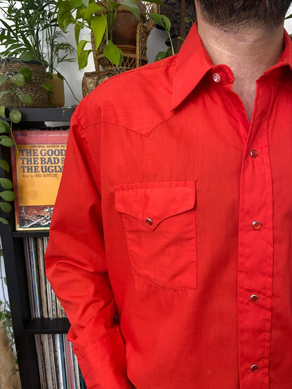 Vintage 1970s Red Panhandle Slim Western Shirt