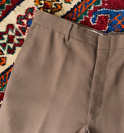 Vintage Brown 1970s Twill Bootcut Trousers W30 / L30