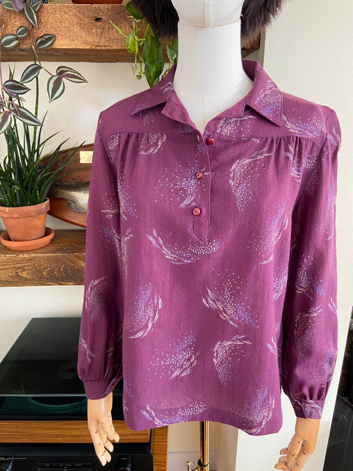 Vintage 1970s Purple Printed Shirt