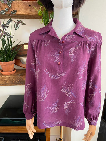 Vintage 1970s Purple Printed Shirt