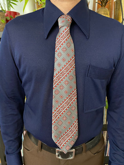Vintage 1970s St Michael Silver & Red Tie
