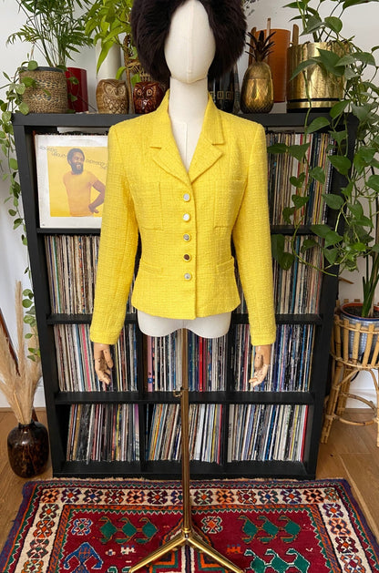 Vintage 1980s Yellow Tweed Jacket