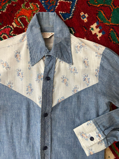 Vintage 1970s XS Floral Western Shirt