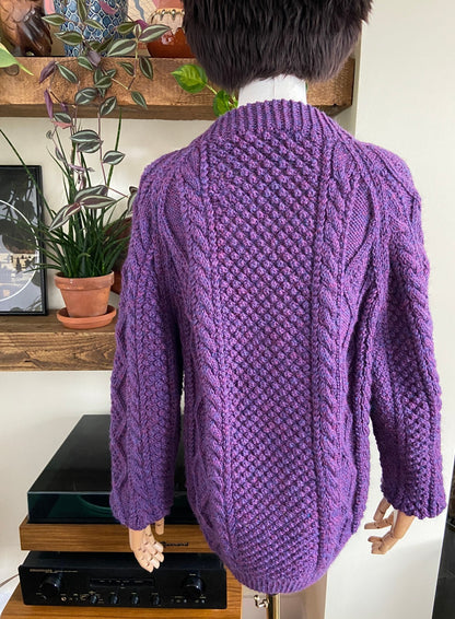 Vintage 1980s Purple Aran Fisherman Jumper