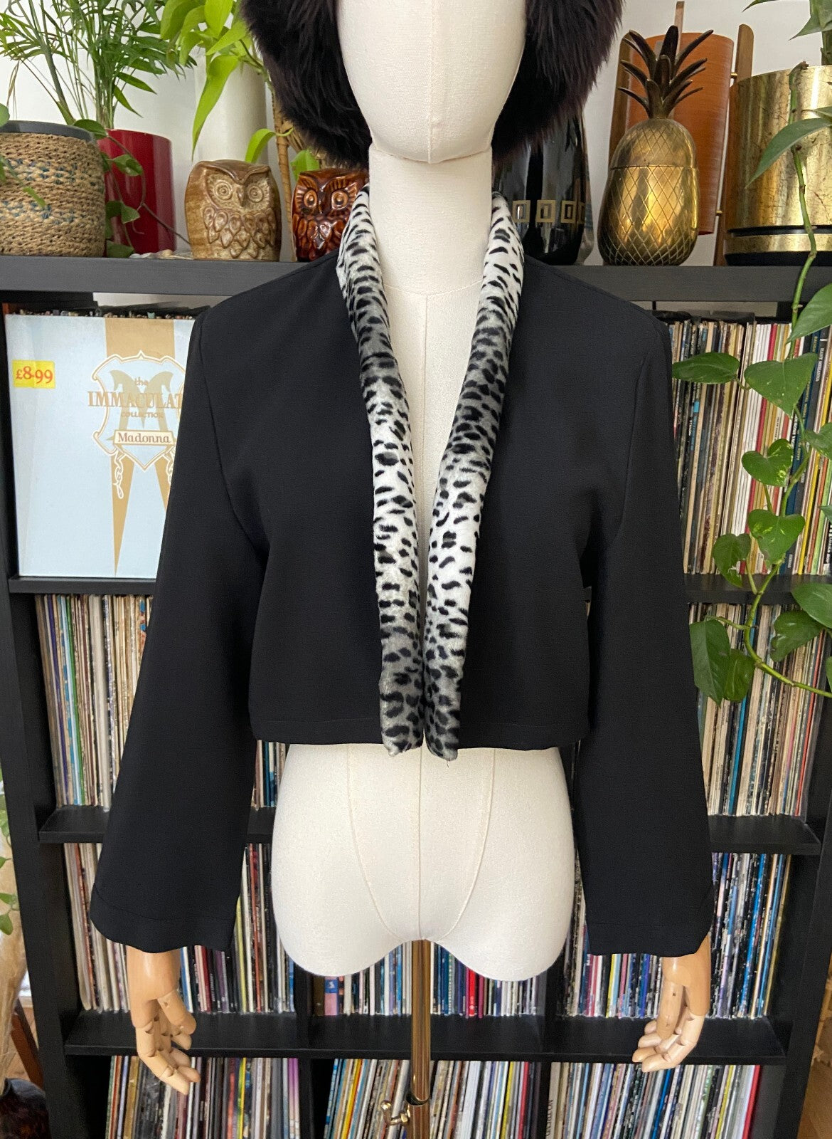 Vintage 1980s Leopard & Pyramid Cropped Jacket