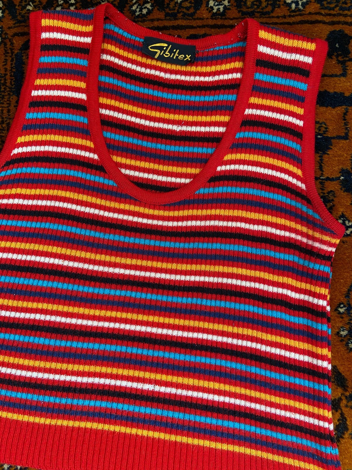 Vintage 1970s Red Striped Vest