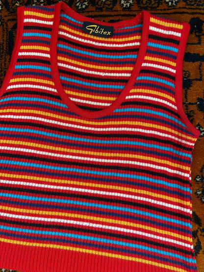 Vintage 1970s Red Striped Vest