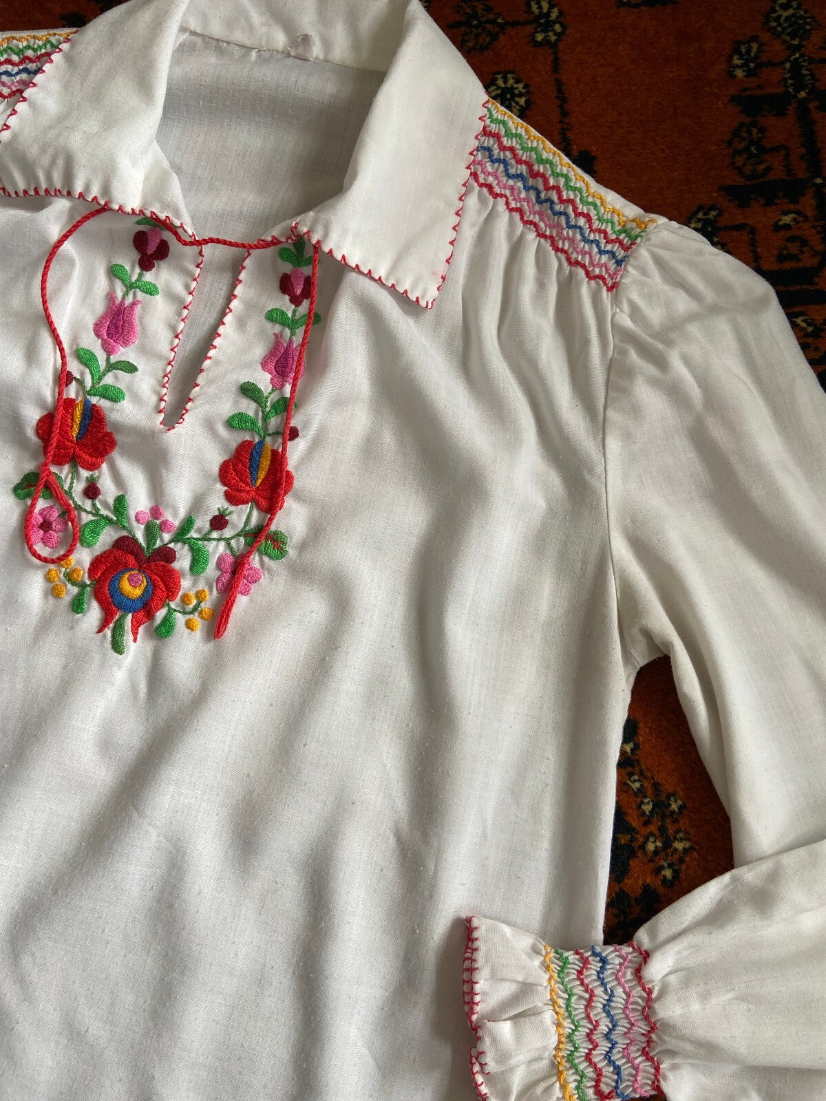 Vintage 1970s Embroidered Penny Lane Blouse