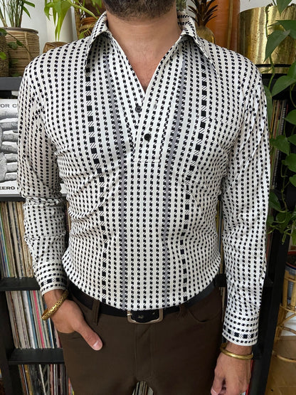 Vintage 1970s Japanese Geometric Patterned Jersey Top