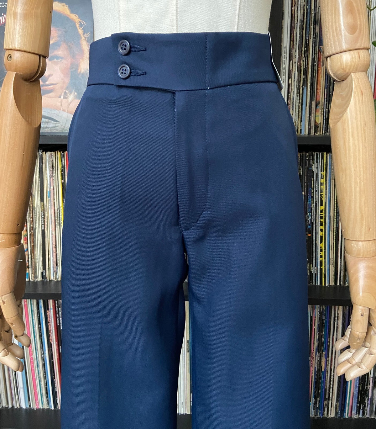 Vintage 1970s Navy Deadstock Flared Trousers W28