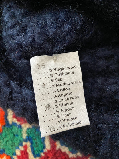 Maiami Navy Loose Knit Handmade Mohair Jumper