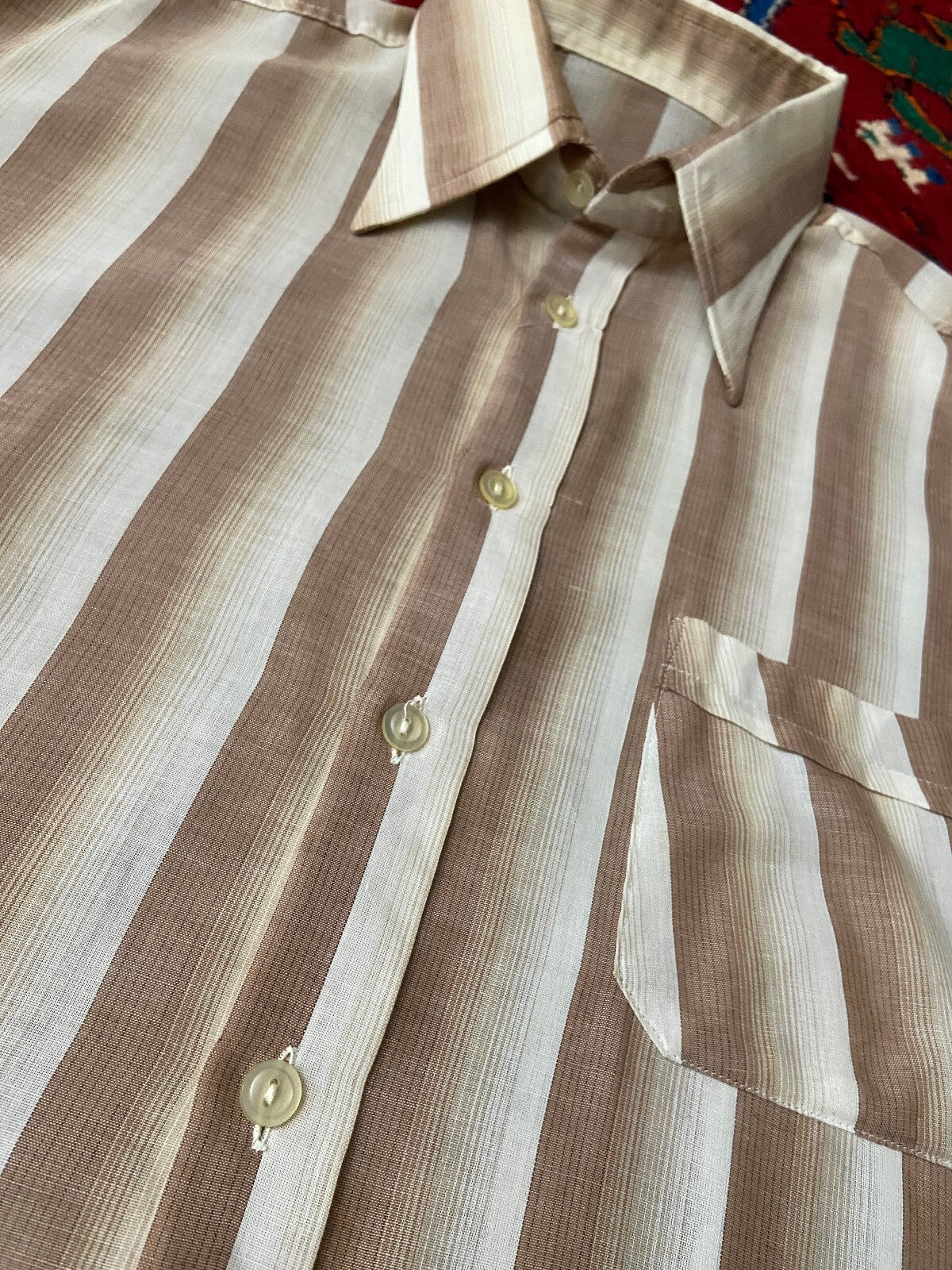 Vintage 1970s Striped Dagger Collar Shirt