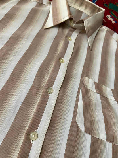 Vintage 1970s Striped Dagger Collar Shirt