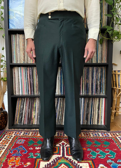 Vintage 1970s Forest Green Bootcut Trousers W34 / L30