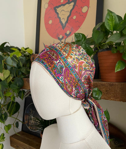 Vintage 1970s Paisley Indian Block Print Scarf