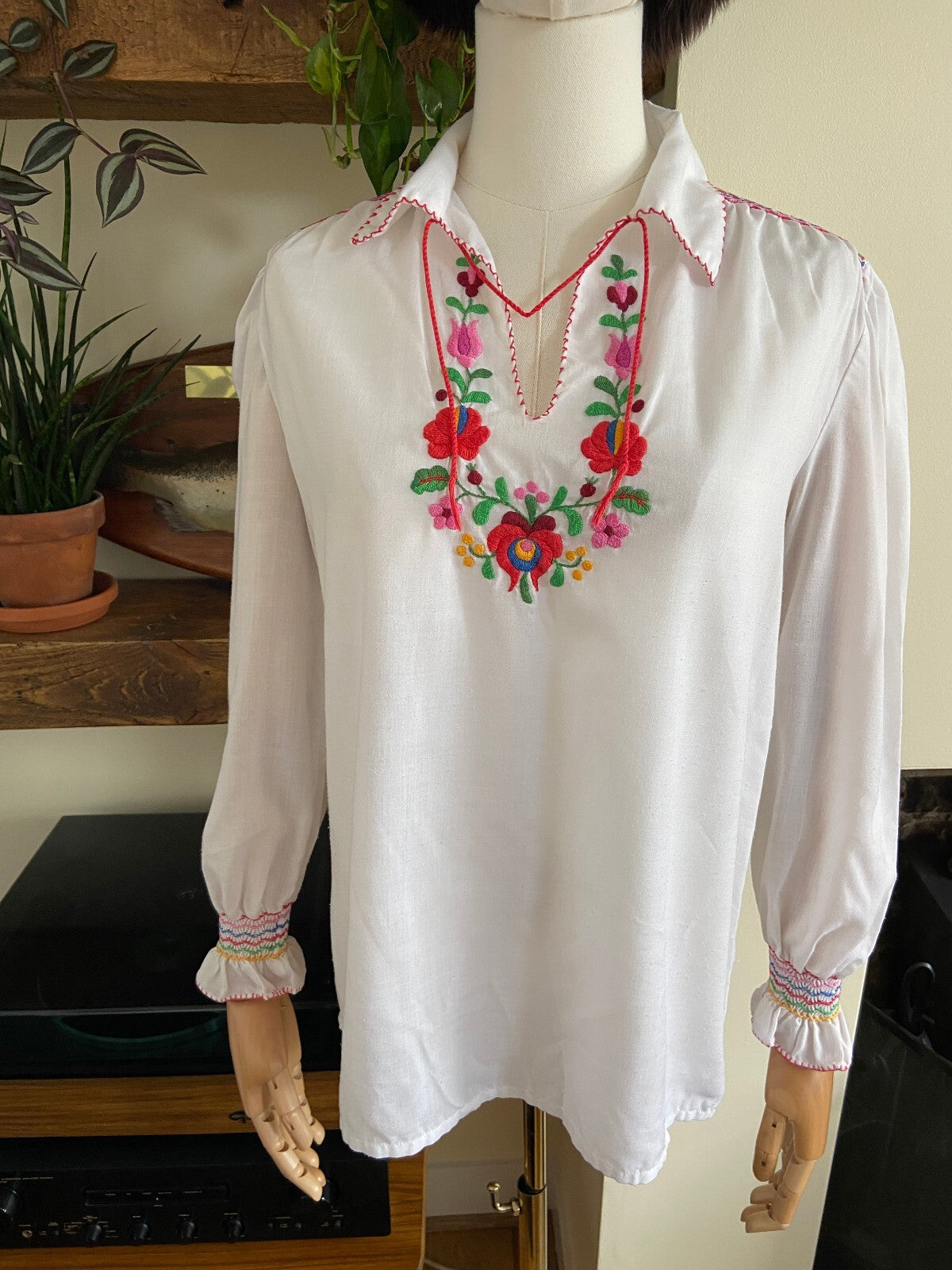 Vintage 1970s Embroidered Penny Lane Blouse