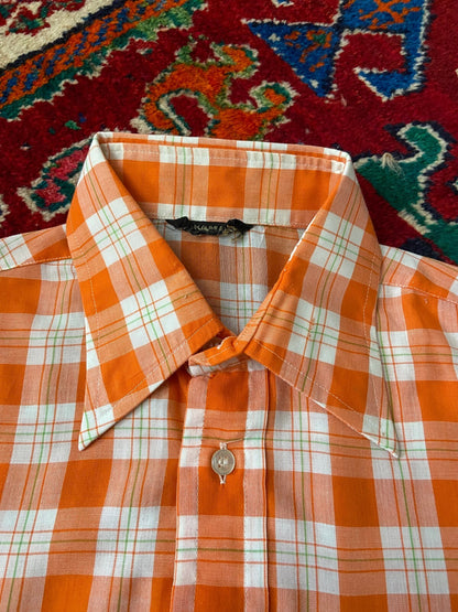 Vintage 1970s Peach Checked Shirt