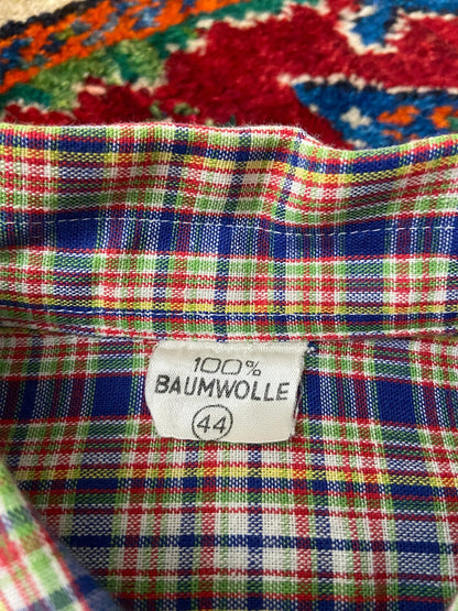 Vintage 1970s Fine Check Dagger Collar Shirt