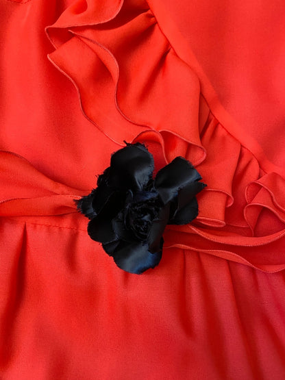 Vintage 1970s Red Layered Maxi Dress