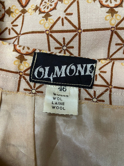 Vintage 1970s Beige Geometric Print Skirt