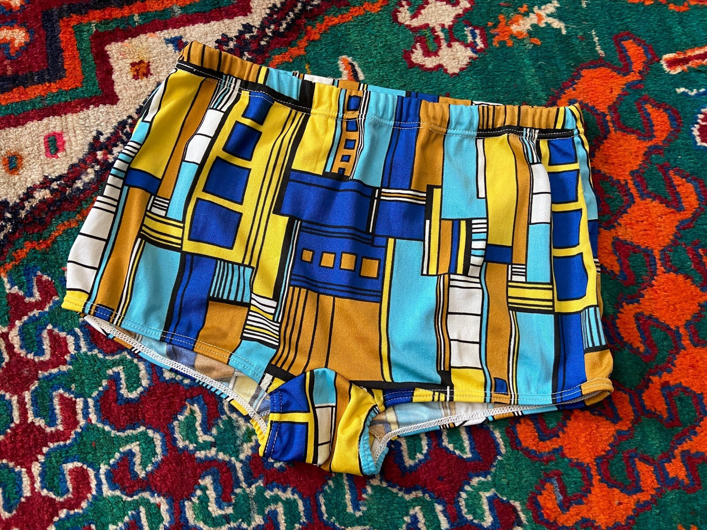 Vintage 1970s Retro Print Swim Shorts